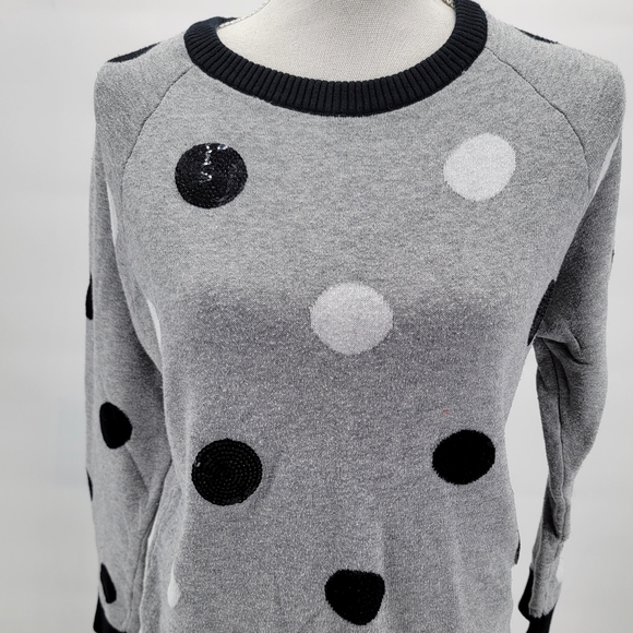 Paper Doll Youth Girls Junior Sz XL 16 Gray Black Round Neck Sweater Dots Sequin - Picture 1 of 8